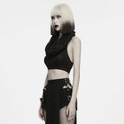 PUNK RAVE Women's Punk Draped Neck Hooded Sweater