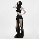 PUNK RAVE Women's Punk Draped Neck Hooded Sweater