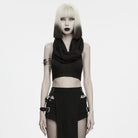 PUNK RAVE Women's Punk Draped Neck Hooded Sweater