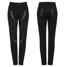 PUNK RAVE Women's Punk Eyelet Lace-up Pin Buckle Strap Skinny Pants