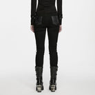 PUNK RAVE Women's Punk Eyelet Lace-up Pin Buckle Strap Skinny Pants