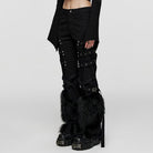 PUNK RAVE Women's Punk Eyelet Mesh Splice Fluffy Pants