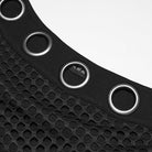 PUNK RAVE Women's Punk Eyelet Mesh Splice Slant Shoulder Shirt