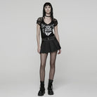 PUNK RAVE Women's Punk Eyelet Pleated Skirt