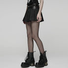 PUNK RAVE Women's Punk Eyelet Pleated Skirt