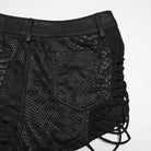 PUNK RAVE Women's Punk Eyelet Ripped Low Waist Shorts