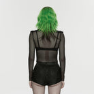 PUNK RAVE Women's Punk Eyelet Ripped Low Waist Shorts