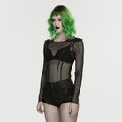 PUNK RAVE Women's Punk Eyelet Ripped Low Waist Shorts