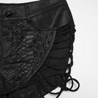 PUNK RAVE Women's Punk Eyelet Ripped Low Waist Shorts
