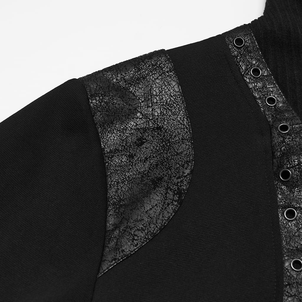 PUNK RAVE Women's Punk Eyelet Stand Collar Sweatshirt