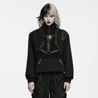 PUNK RAVE Women's Punk Eyelet Stand Collar Sweatshirt