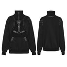 PUNK RAVE Women's Punk Eyelet Stand Collar Sweatshirt