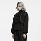 PUNK RAVE Women's Punk Eyelet Stand Collar Sweatshirt