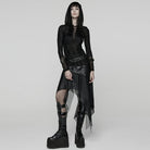 PUNK RAVE Women's Punk Eyelet Strap Irregular Wasteland Skirt