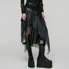 PUNK RAVE Women's Punk Eyelet Strap Irregular Wasteland Skirt