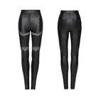 PUNK RAVE Women's Punk Eyelet&Zip Mesh Splice Leggings