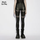 PUNK RAVE Women's Punk Eyelet&Zip Mesh Splice Leggings