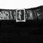 PUNK RAVE Women's Punk Faux Fur Skirt with Belt Black
