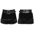 PUNK RAVE Women's Punk Faux Fur Skirt with Belt Black