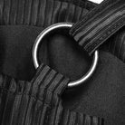 PUNK RAVE Women's Punk Faux Leather Halterneck Front Zipper Overbust Corsets