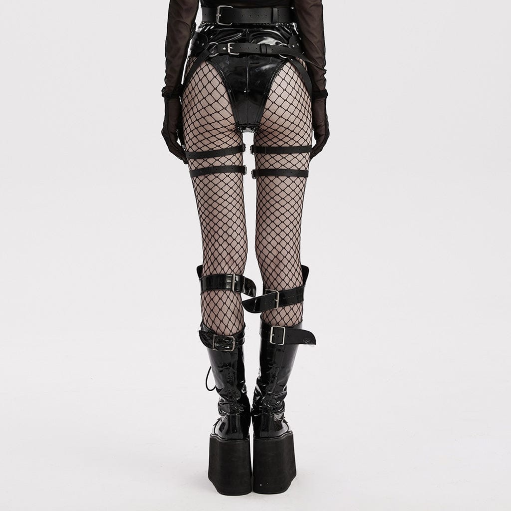 PUNK RAVE Women's Punk Faux Leather Waist and Leg Harness