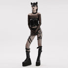 PUNK RAVE Women's Punk Fox Faux Leather Mask