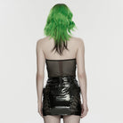 PUNK RAVE Women's Punk Halterneck Hollow Mesh Tank Top