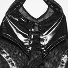 PUNK RAVE Women's Punk Halterneck Hollow Mesh Tank Top