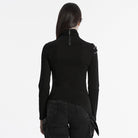 PUNK RAVE Women's Punk High Collar Lace Splice Ripped Shirt