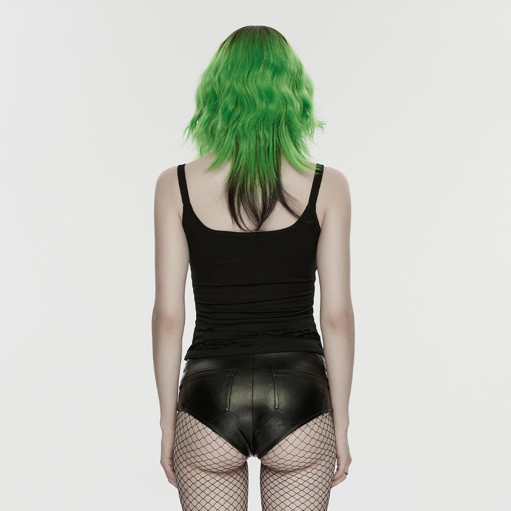 PUNK RAVE Women's Punk High-Waisted Studded Hot Shorts