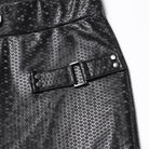 PUNK RAVE Women's Punk Honeycomb Strappy Faux Leather Leggings