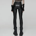 PUNK RAVE Women's Punk Honeycomb Strappy Faux Leather Leggings