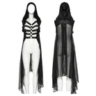 PUNK RAVE Women's Punk Hooded Mesh Harness Waistcoat