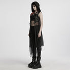 PUNK RAVE Women's Punk Hooded Mesh Harness Waistcoat