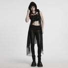 PUNK RAVE Women's Punk Hooded Mesh Harness Waistcoat