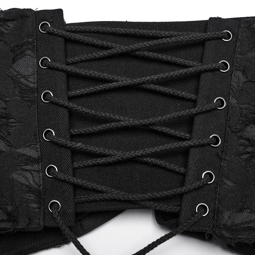 PUNK RAVE Women's Punk Interlaced Buckled Lace-up Underbust Corset