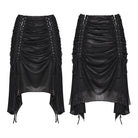 PUNK RAVE Women's Punk Irregular Lace-up Ruched Skirt