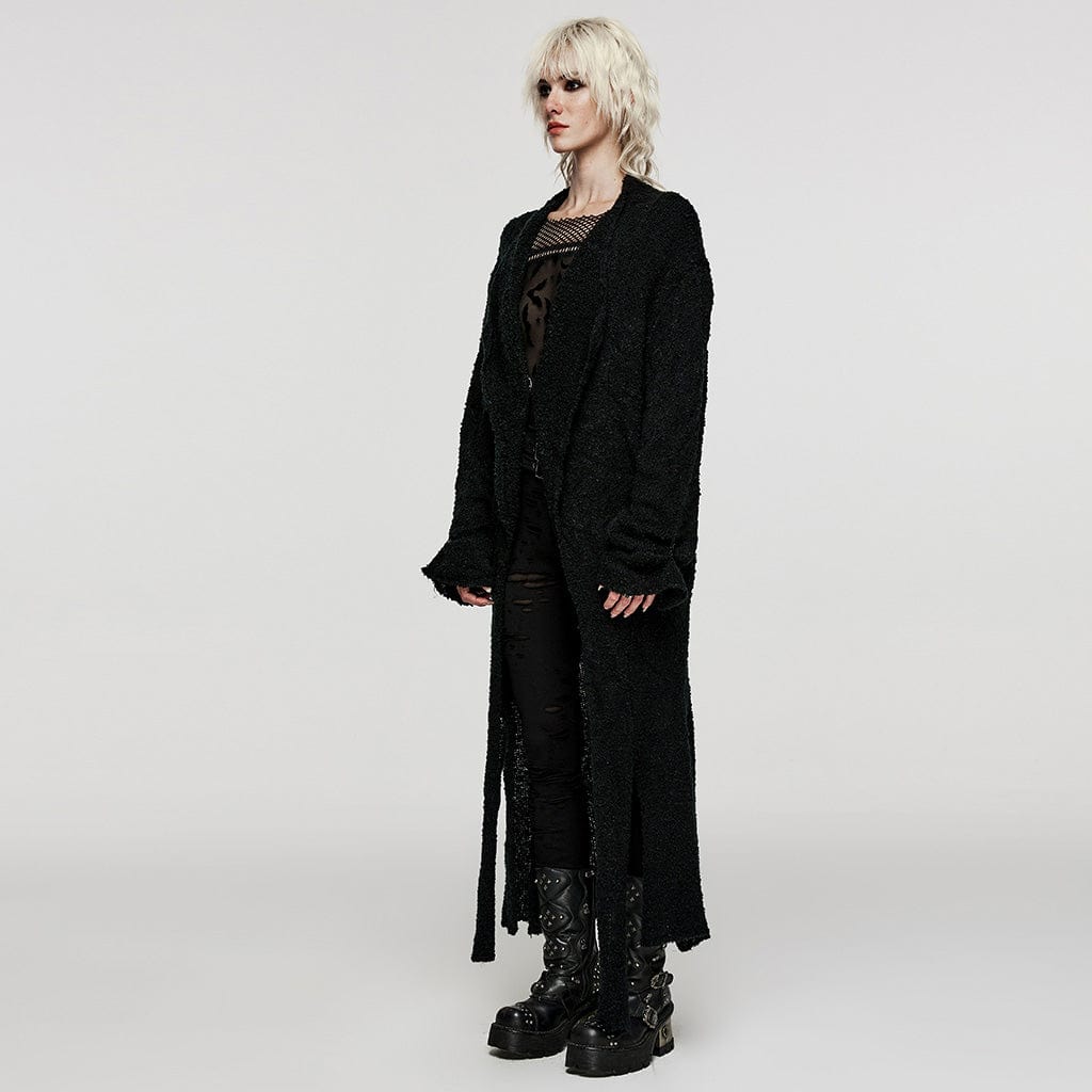 PUNK RAVE Women's Punk Irregular Lapel Collor Wool Coat