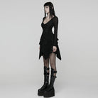 PUNK RAVE Women's Punk Irregular Multilayer Hem Mesh Dress