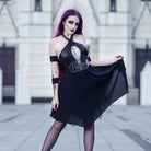 PUNK RAVE Women's Punk Irregular Plunging Halterneck Party Dress