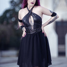 PUNK RAVE Women's Punk Irregular Plunging Halterneck Party Dress