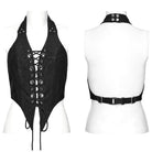 PUNK RAVE Women's Punk Irregular Ripped Halterneck Vest