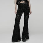 PUNK RAVE Women's Punk Jacquard Buckle Flared Pants