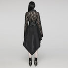 PUNK RAVE Women's Punk Lace Buckle Irregular Long Sleeved Dress
