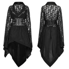 PUNK RAVE Women's Punk Lace Buckle Irregular Long Sleeved Dress