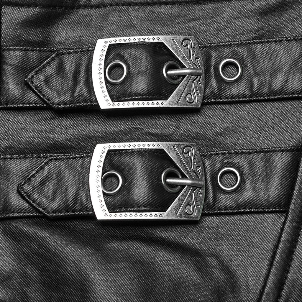 PUNK RAVE Women's Punk Lace Buckle Irregular Long Sleeved Dress