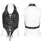 PUNK RAVE Women's Punk Lace-Up Buckle Halter Vest