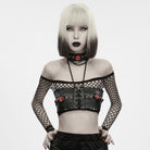 PUNK RAVE Women's Punk Lace-up Evil Eye Halter Bustier