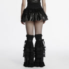 PUNK RAVE Women's Punk Lace-up Mesh Splice Layered Skirt