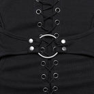 PUNK RAVE Women's Punk Lace-up Mesh Splice Shirt